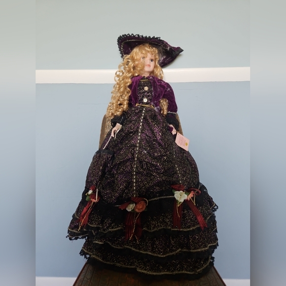 27 Inch Traditions Doll Collection Victorian Style Bisque Porcelain Doll & Stand - Picture 1 of 14